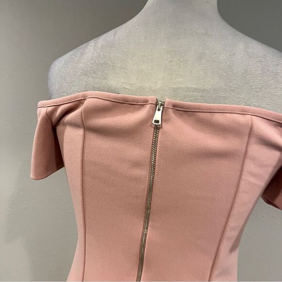 Zara Squared Neck Off the Shoulder Midi Dress in Dusty/Pale Pink Size medium - Picture 9 of 13